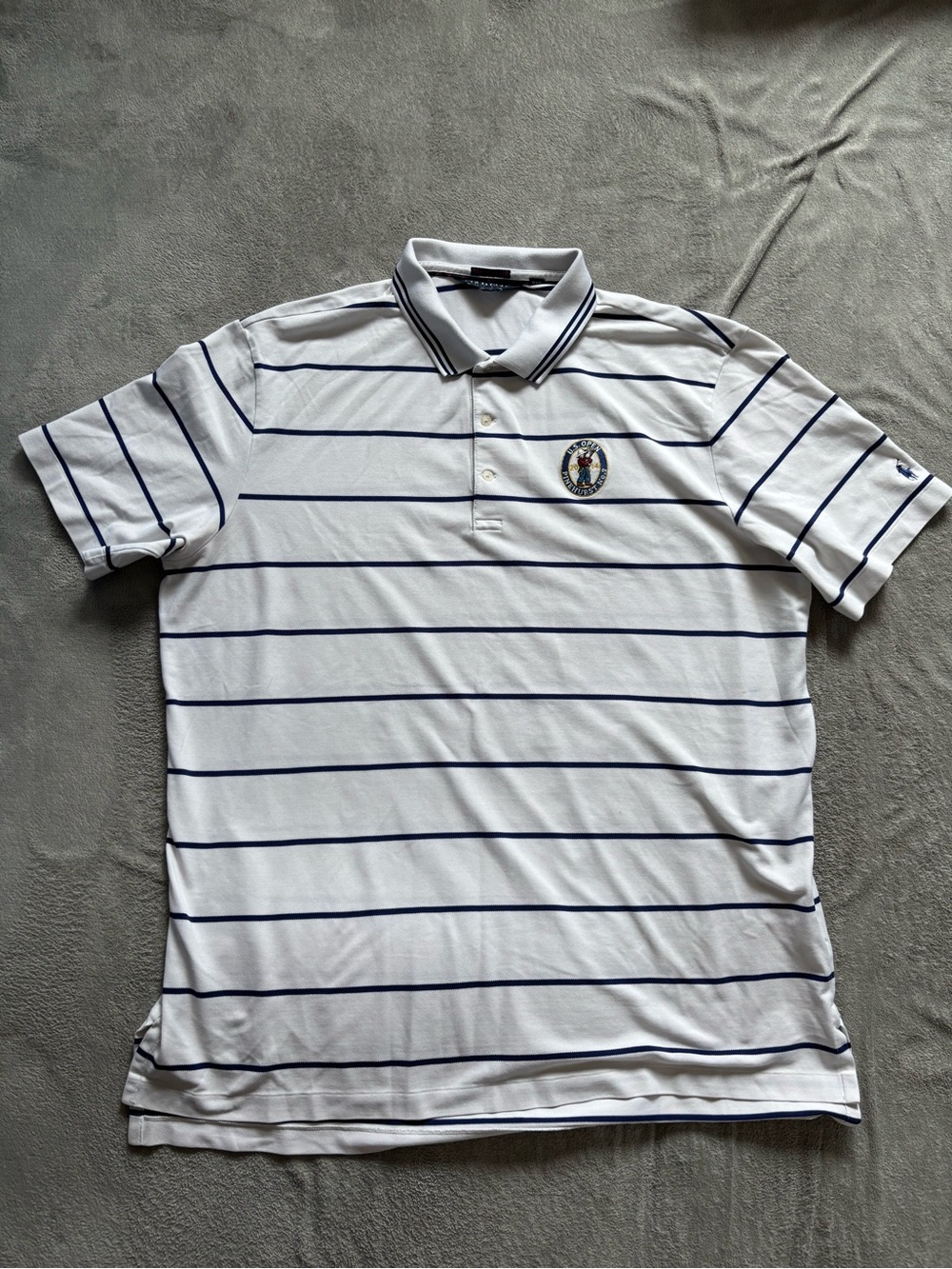 Vintage Polo Golf Ralph Lauren Short Sleeve  Men XXL Blue Striped U.S. Open